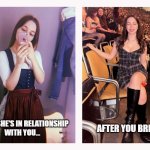 Maryland Youtuber - When she's in relationship with you meme | AFTER YOU BREAK UP; WHEN SHE'S IN RELATIONSHIP
WITH YOU... | image tagged in greek youtuber maryland meme template | made w/ Imgflip meme maker