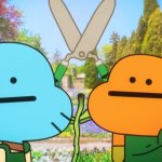 Gumball Leslie with scissors template