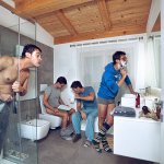 crowded bathroom
