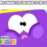 Accurate Thingy | WHY THIS CHARACTER TOO NEAR TO THE SCREEN? | image tagged in accurate thingy | made w/ Imgflip meme maker