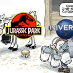To be honest, only reason why its not dead is because of the merchandise and they make alot of money. | image tagged in milking the cow,jurassic park,memes,movie,funny,jurassic world | made w/ Imgflip meme maker