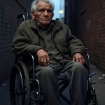 Elderly old man wheelchair alley homeless MAGA