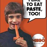 Boy eats paste