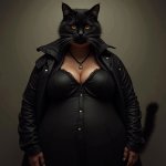 Large woman dressed as black cat Fastlane