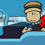 Red kid fleeing around GIF Template