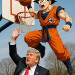 badass photo of Goku dunking on Trump template