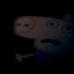 George Pig Upset in the Black Background