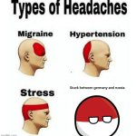 Types of Headaches meme | Stuck between germany and russia | image tagged in types of headaches meme | made w/ Imgflip meme maker