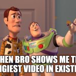 like sir that is NOT funny (i really hope that i didn't accidentally repost some random meme that was made a while ago) | WHEN BRO SHOWS ME THE CRINGIEST VIDEO IN EXISTENCE | image tagged in memes,x x everywhere | made w/ Imgflip meme maker