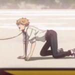 Denji on a leash