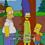 Homer, Marge and Bart Outside.