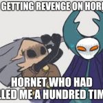 cloth | ME GETTING REVENGE ON HORNET; HORNET WHO HAD KILLED ME A HUNDRED TIMES | image tagged in cloth | made w/ Imgflip meme maker
