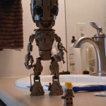 Big guy looking at little guy