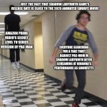 floating boy chasing running boy | JUST THE FACT THAT SHADOW LABYRINTH GAME'S RELEASE DATE IS CLOSE TO THE 2025 ANIMATED SMURFS MOVIE; AMAZON PRIME VIDEO'S SECRET LEVEL TV SERIES VERSION OF PAC-MAN; EVERYONE SEARCHING FOR A TAKE THAT! AGAINST PAC-MOM IN SHADOW LABYRINTH AFTER SCREAMING AT RIHANNA'S PERFORMANCE AS SMURFETTE | image tagged in floating boy chasing running boy,secret level,rihanna,insult,smurfs,pacman | made w/ Imgflip meme maker