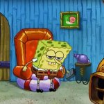 spongebob getting up from chait