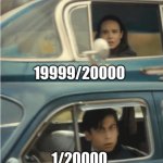 Rutherford's experiment | 19999/20000; 1/20000 | image tagged in cars passing each other,science,chemistry | made w/ Imgflip meme maker