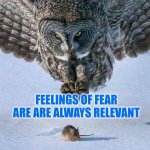 Feelings of fear are always relevant | FEELINGS OF FEAR ARE ARE ALWAYS RELEVANT | image tagged in fear,autism | made w/ Imgflip meme maker