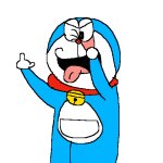Doraemon booing with middle finger
