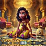 Black Woman with Money Cartoon