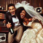 drunk bride and groom