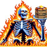 super epic and big like huge skeleton but he's on fire and he's