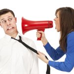 Megaphone in face
