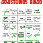 1 bimngo :) | image tagged in gojistudios bingo card | made w/ Imgflip meme maker