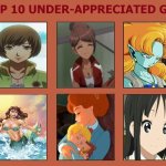 top 10 underappreciated girls | image tagged in top 10 underappreciated girls,anime,videogames,the little mermaid,persona,movies | made w/ Imgflip meme maker