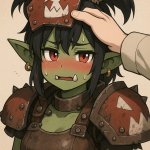 Cute ork girlfriend getting a headpat