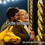 Awkward Horse | Cute couple; Me photobombing them | image tagged in awkward horse | made w/ Imgflip meme maker