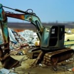 Abandoned Japanese excavator