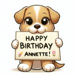 puppy saying happy birthday Annette