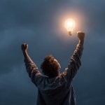 Rejoicing man lightbulb