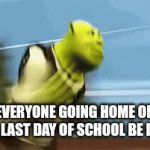 shrek running (BETTER VERSION/REMAKE) | EVERYONE GOING HOME ON THE LAST DAY OF SCHOOL BE LIKE: | image tagged in gifs,school memes | made w/ Imgflip video-to-gif maker