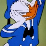 Donald duck covering their ears
