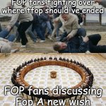 FOP fans in a nutshell | FOP fans fighting over where tfop should've ended; FOP fans discussing Fop A new wish | image tagged in men discussing men fighting,the fairly oddparents,fairly odd parents,nickelodeon,fandom | made w/ Imgflip meme maker