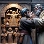 CONFRONTED by Laban, Jacob INSISTED NO ONE in his household HAD