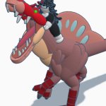 Claire riding a spinosaurus