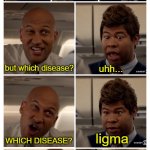 Key and Peele Argue Flight | one of our passengers is diagnosed with a very serious disease. Please evacuate; unfortunately, yes; wait, me? but which disease? uhh... ligma; WHICH DISEASE? | image tagged in key and peele argue flight | made w/ Imgflip meme maker