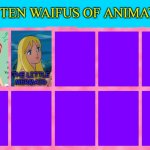 top ten waifus of animation meme