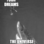 The Universe and Dreams | YOUR 
DREAMS; THE UNIVERSE | image tagged in the universe and dreams | made w/ Imgflip meme maker