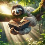 sloth reading a book