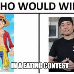 who | IN A EATING CONTEST | image tagged in memes,who would win | made w/ Imgflip meme maker