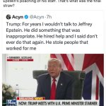 Epstein stole Trump staff. Unforgivable! meme
