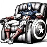 Captain America in a La-Z-Boy recliner