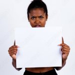 angry black woman holding sign