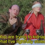 You are trying to kidnap what I've rightfully stolen