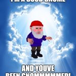 pay respect | I'M A GOOD GNOME; AND YOUVE BEEN GNOMMMMMED! | image tagged in heaven | made w/ Imgflip meme maker