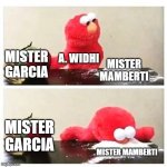 Surname Brands | MISTER GARCIA; A. WIDHI; MISTER MAMBERTI; MISTER GARCIA; MISTER MAMBERTI | image tagged in elmo cocaine | made w/ Imgflip meme maker