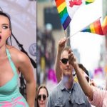 Katy Perry kissing a girl